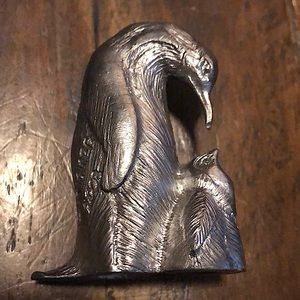 Signed Michael Ricker Pewter Penguin Parent & Chick
